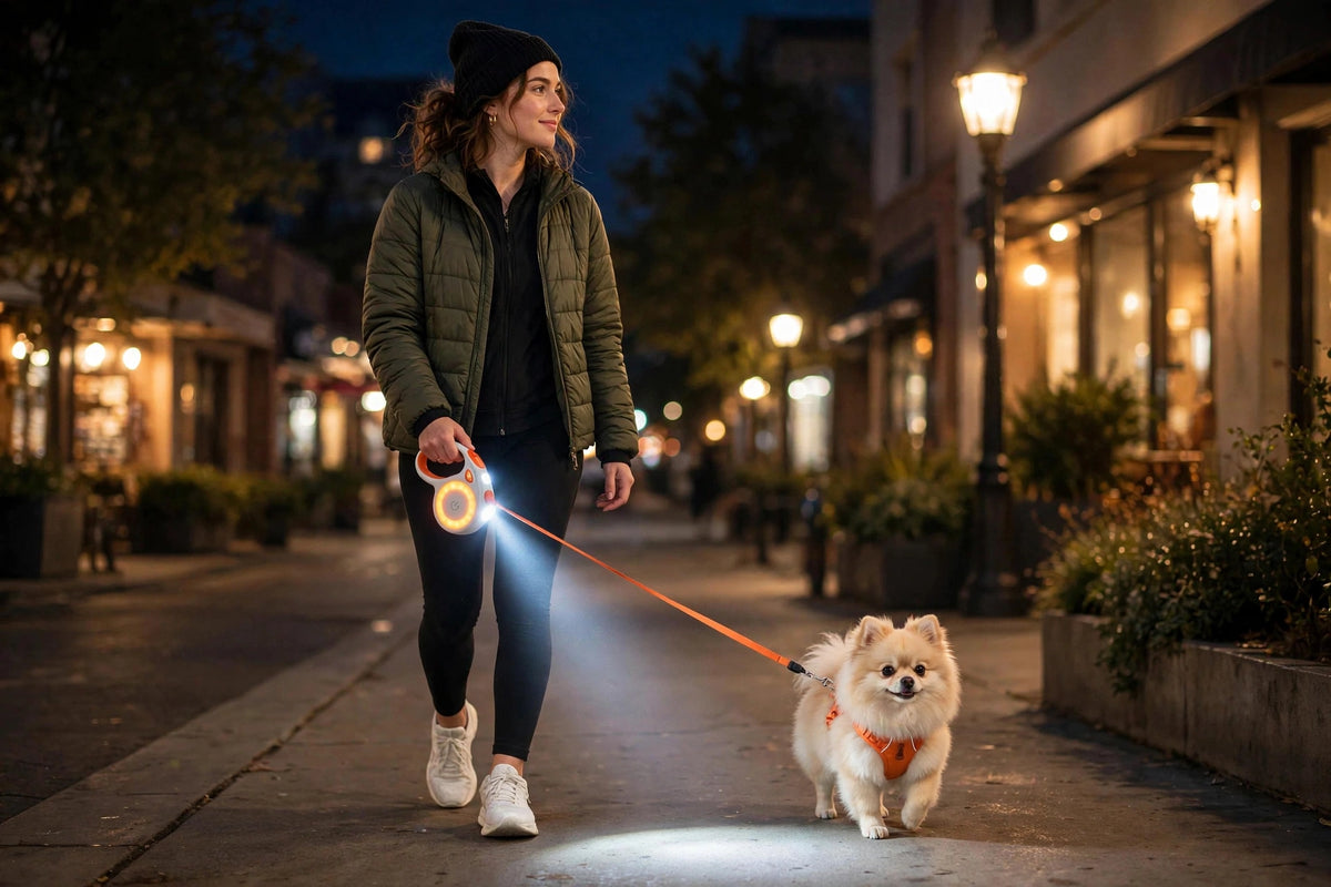 Guinzaglio Retrattile Luminoso 3M con Torcia LED+Collare Omaggio-ZampaFelice
