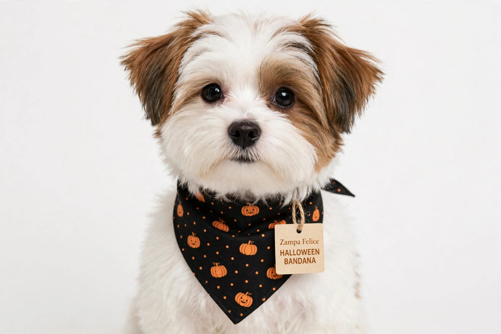 Bandana Halloween per Cani e Gatti - Zucche e Ragnetti 🎃 - Zampa Felice